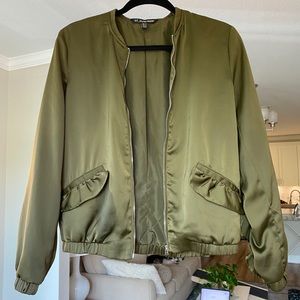 Ruffled Bomber Jacket